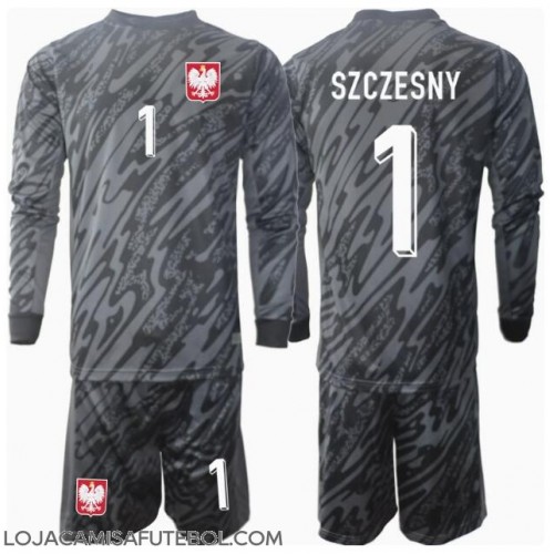 Camisa de Futebol Polónia Wojciech Szczesny #1 Goleiro Equipamento Secundário Infantil Europeu 2024 Manga Comprida (+ Calças curtas)